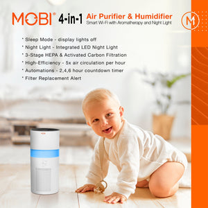 Air Care Smart 4 in 1 Air Purifier, Humidifier with Aromatherapy & Nightlight - MOBI USA